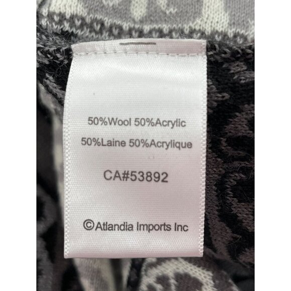 Icelandic Design Womens Wool Blend Cardigan Sweater Medium Gray Black Knit - Picture 6 of 7
